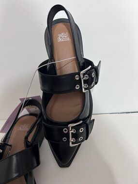 wild fable Black Pointed Buckle Slingback Flats